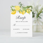 Boho citroenen Waterverf Bloemen groen bruiloft RSVP Kaartje (Staand voorkant)
