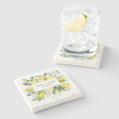 Boho citroenen Waterverf Botanische groen bruiloft Stenen Onderzetter (Zijkant)