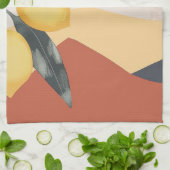 Boho citroentak met zon minimalistische abstracte theedoek (Gevouwen)