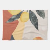 Boho citroentak met zon minimalistische abstracte theedoek (Horizontaal)