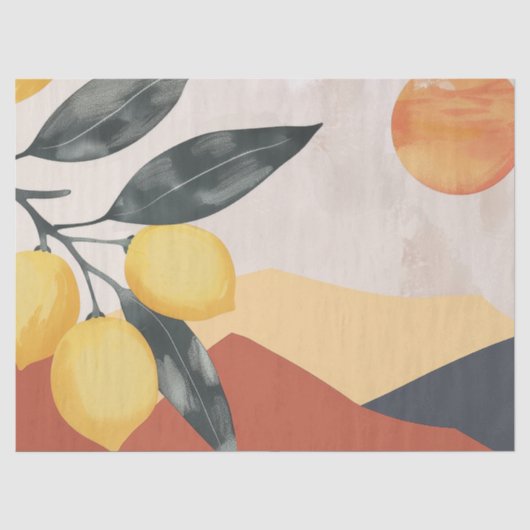 Boho citroentak met zon minimalistische abstracte tissuepapier (Voorkant)