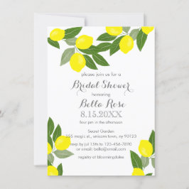Boho Citrus Lemon Bridal Shower Invitations Kaart