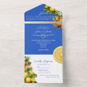 Boho Citrus Lemon Sinaasappel Bruiloft All In One Uitnodiging (Binnen)