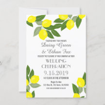 Boho Citrus Lemon Wedding Invitations