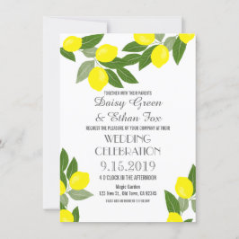 Boho Citrus Lemon Wedding Invitations Kaart