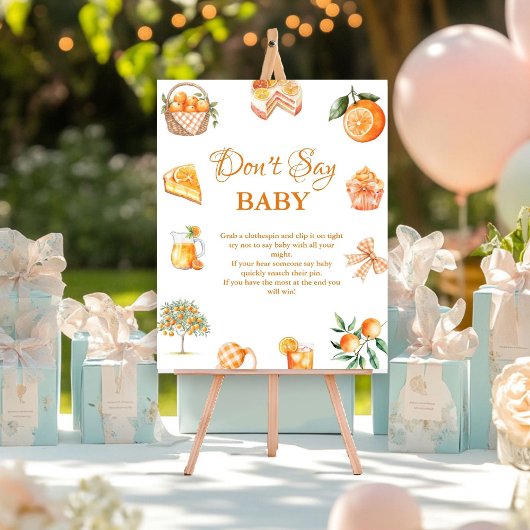 Boho Citrus Orange zeg geen baby baby Shower bord Poster