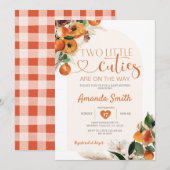 Boho Citrus Sinaasappel Twee kleine cutie zijn op  Kaart (Voorkant / Achterkant)