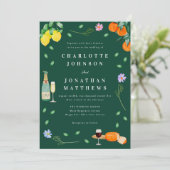 Boho Citrus & Wine Green Wedding Kaart (Staand voorkant)