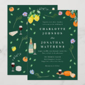Boho Citrus & Wine Groene Trouwdag Kaart (Voorkant / Achterkant)