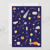 Boho Citrus & Wine Navy Blue Wedding Kaart (Achterkant)