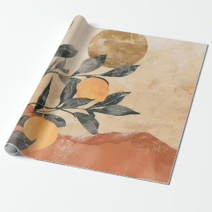 Boho citrusboom met zon en bergen cadeaupapier