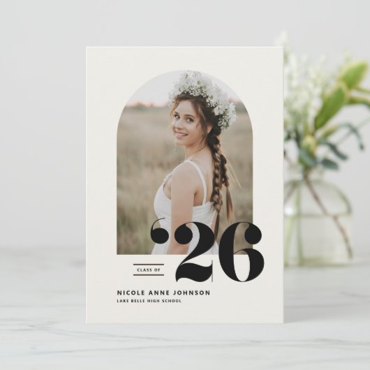 Boho Class of 2025 Arch Photo Afstuderen Aankondiging (Staand voorkant)