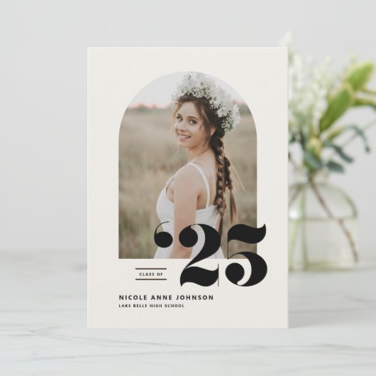 Boho Class of 2025 Arch Photo Afstuderen Aankondiging (Staand voorkant)
