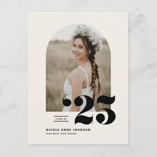 Boho Class of 2025 Arch Photo Afstuderen Aankondigingskaart (Voorkant)