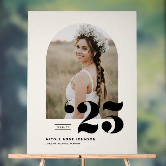 Boho Class of 2025 Arch Photo Afstuderen Acryl Bord (Neutraal)