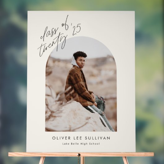 Boho Class of 2025 Arch Photo Afstuderen Acryl Bord (Neutraal)