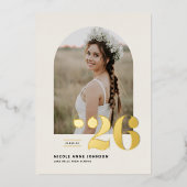 Boho Class of 2025 Arch Photo Afstuderen Folie Uitnodiging (Voorkant)