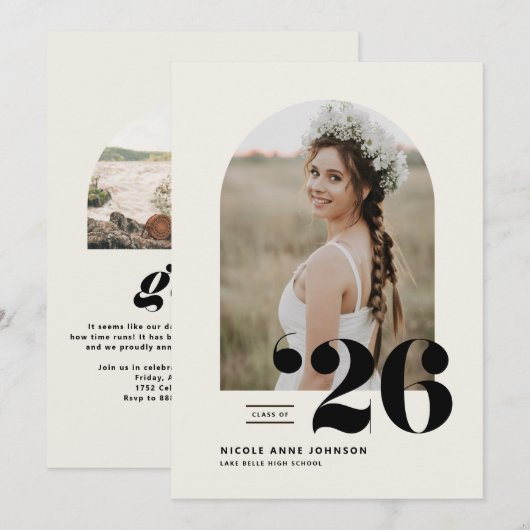 Boho Class of 2025 Arch Photo Afstuderen Kaart (Voorkant / Achterkant)