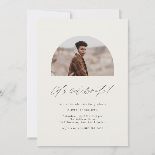 Boho Class of 2025 Arch Photo Afstuderen Kaart (Achterkant)