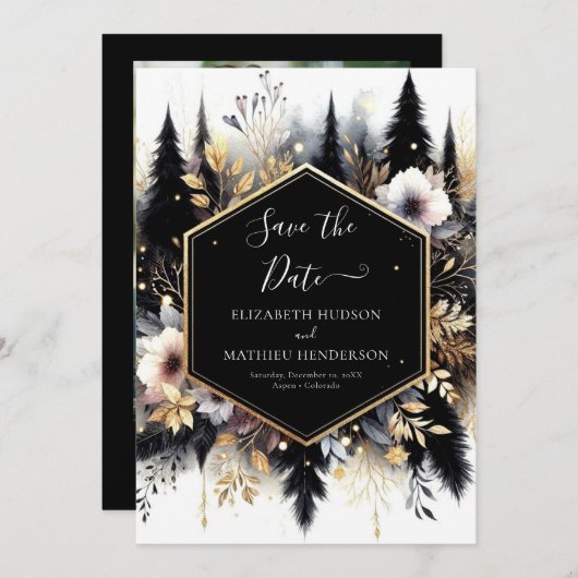 Boho Classic Enchanted Forest Wedding Save The Date (Voorkant / Achterkant)