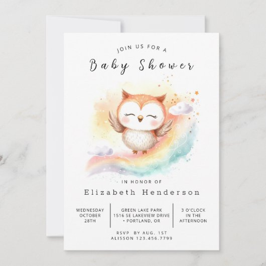 Boho Classic Owl Baby shower Kaart (Voorkant)