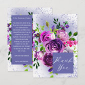 Boho Classy Waterverf Paarse Floral Bedankkaart (Voorkant / Achterkant)