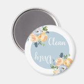 Boho Clean Dirty Floral Blauwe Vaatwasser Magneet (Voorkant / Achterkant)