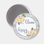 Boho Clean Dirty Floral Wood Vaatwasser Magneet (Voorkant / Achterkant)