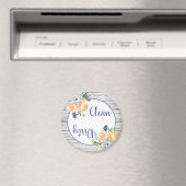 Boho Clean Dirty Floral Wood Vaatwasser Magneet (Insitu (Vaatwasser))