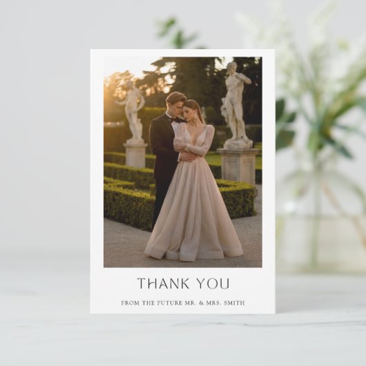 Boho Clean Typography 2 foto koppels Douche Bedankkaart (Staand voorkant)