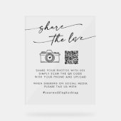 Boho Clear Acryl Huwelijk Deel de Liefde QR Code Bord (Voorkant)