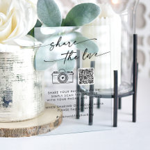 Boho Clear Acryl Huwelijk Deel de Liefde QR Code