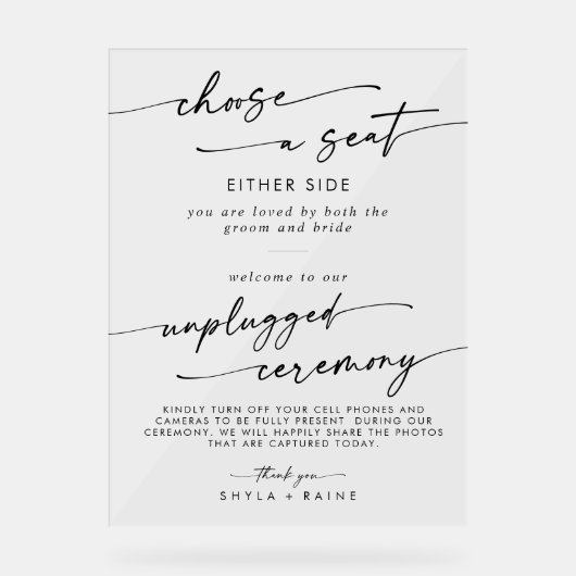 Boho Clear Acryl Trouwstoel Unplugged Ceremony Acryl Bord (Voorkant)