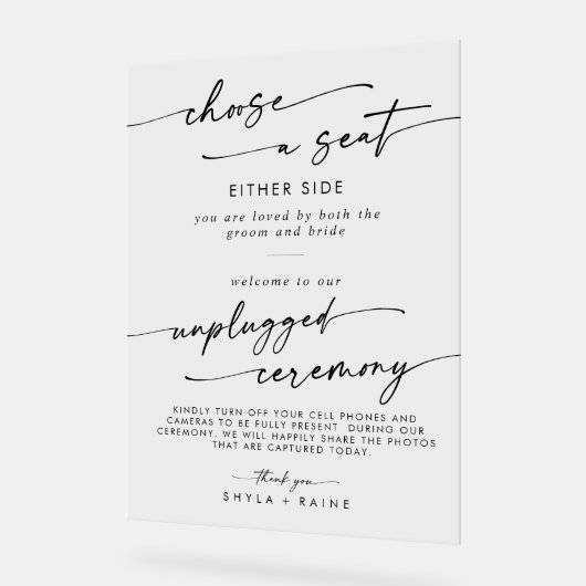 Boho Clear Acryl Trouwstoel Unplugged Ceremony Bord (Hoek)