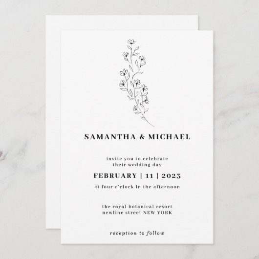 Boho Clear Indie Rustic Botanische kleine bloem Kaart (Voorkant / Achterkant)