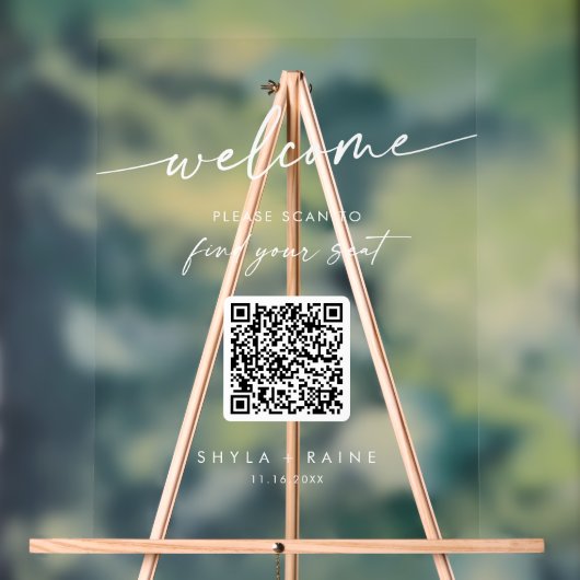 Boho Clear QR Code Acryl Trouwstoel Grafiek Acryl Bord (Neutraal)