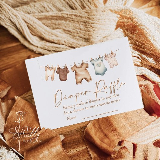Boho Clothes Baby shower Diaper Raffle Informatiekaartje