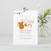 Boho Clothes & Cute Rainbow Pink Girl Baby shower Kaart (Staand voorkant)