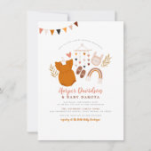 Boho Clothes & Cute Rainbow Pink Girl Baby shower Kaart (Voorkant)