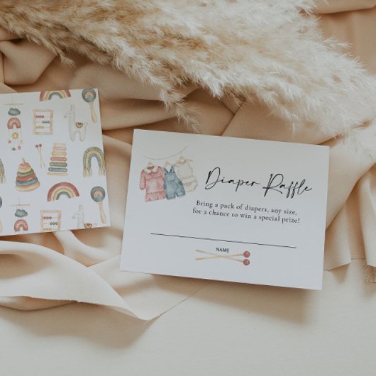 Boho Clothes Diaper Raffle Kaart Notitiekaartje