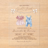 Boho Clothes Gender Reveal Acryl Uitnodigingen (Voorkant)