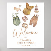 Boho Clothes Minimalist Baby shower Welkom Poster (Voorkant)