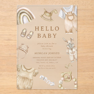 Boho Clothes Nursery Baby shower Acryl Uitnodigingen