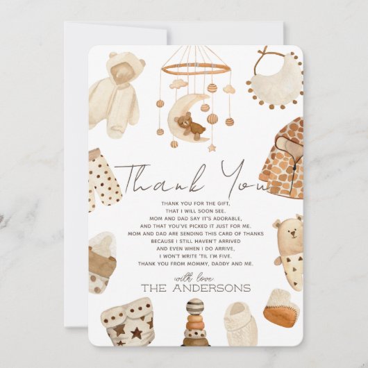 Boho Clothes Nursery Baby shower Dank je wel Kaart (Voorkant)