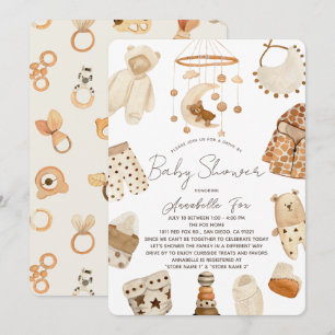 Boho Clothes Nursery Drive-by Baby shower Invitati Kaart