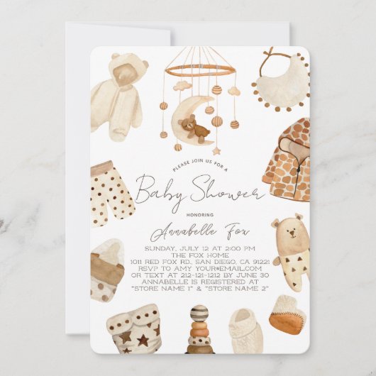 Boho Clothes Nursery Gender-Neutral Baby shower Kaart (Voorkant)