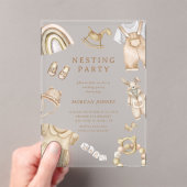 Boho Clothes Nursery Nesting Party Acryl Uitnodigingen (Insitu (Draagbaar))