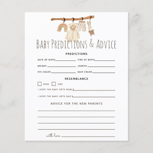 Boho Clothesline Baby Predications & Advice (Voorkant)