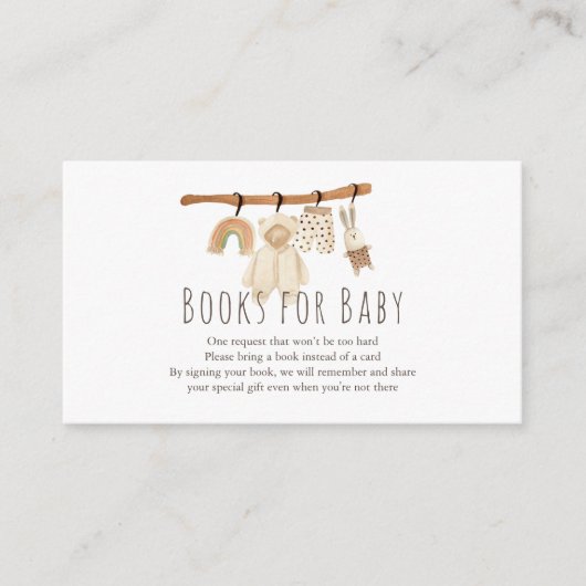 Boho Clothesline Baby Shower Books for Baby Informatiekaartje (Voorkant)