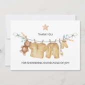 Boho Clothesline Baby shower Dank u Bedankkaart (Voorkant)